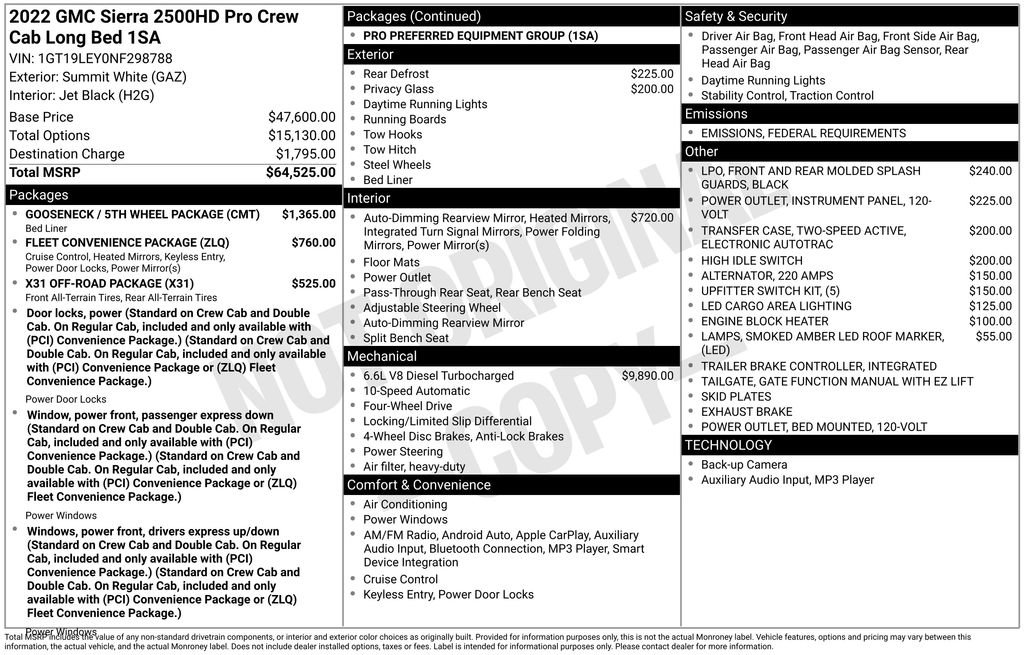 Used 2022 GMC Sierra 2500 Pro w/ Gooseneck/5TH Wheel Package image 10