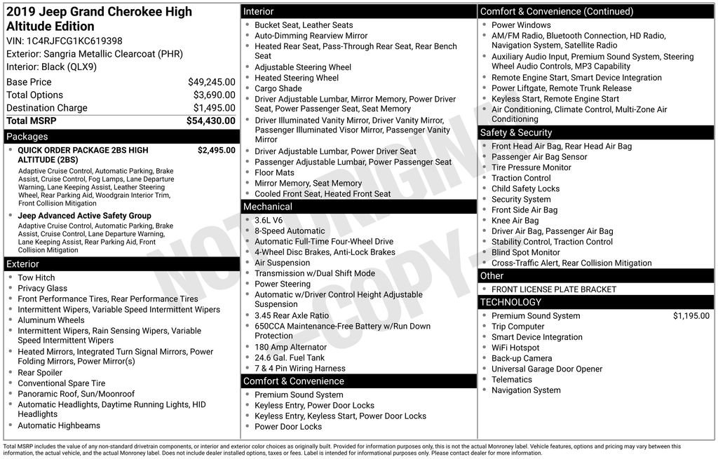 Used 2019 Jeep Grand Cherokee High Altitude AWD/4WD image 41