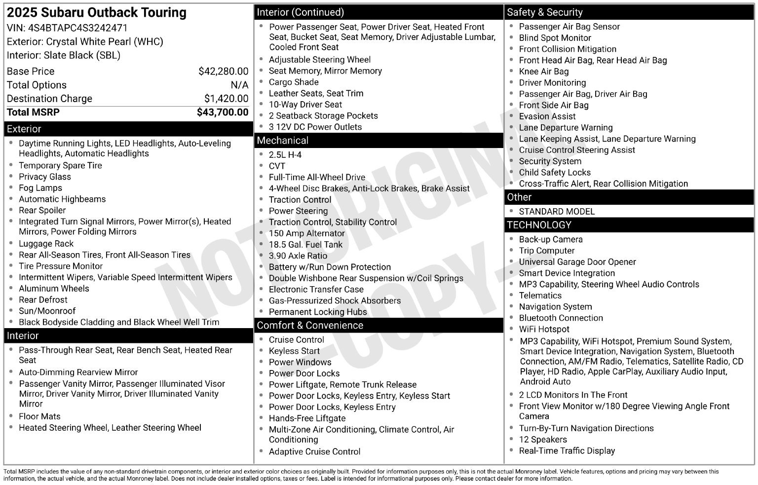 Certified 2025 Subaru Outback Touring AWD/4WD image 35