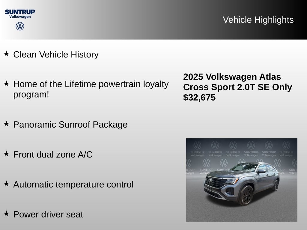 Used 2025 Volkswagen Atlas Cross Sport SE w/ Panoramic Sunroof Package FWD image 8