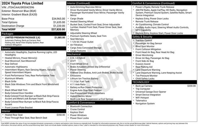 Used 2024 Toyota Prius Limited w/ Limited Premium Package FWD image 7