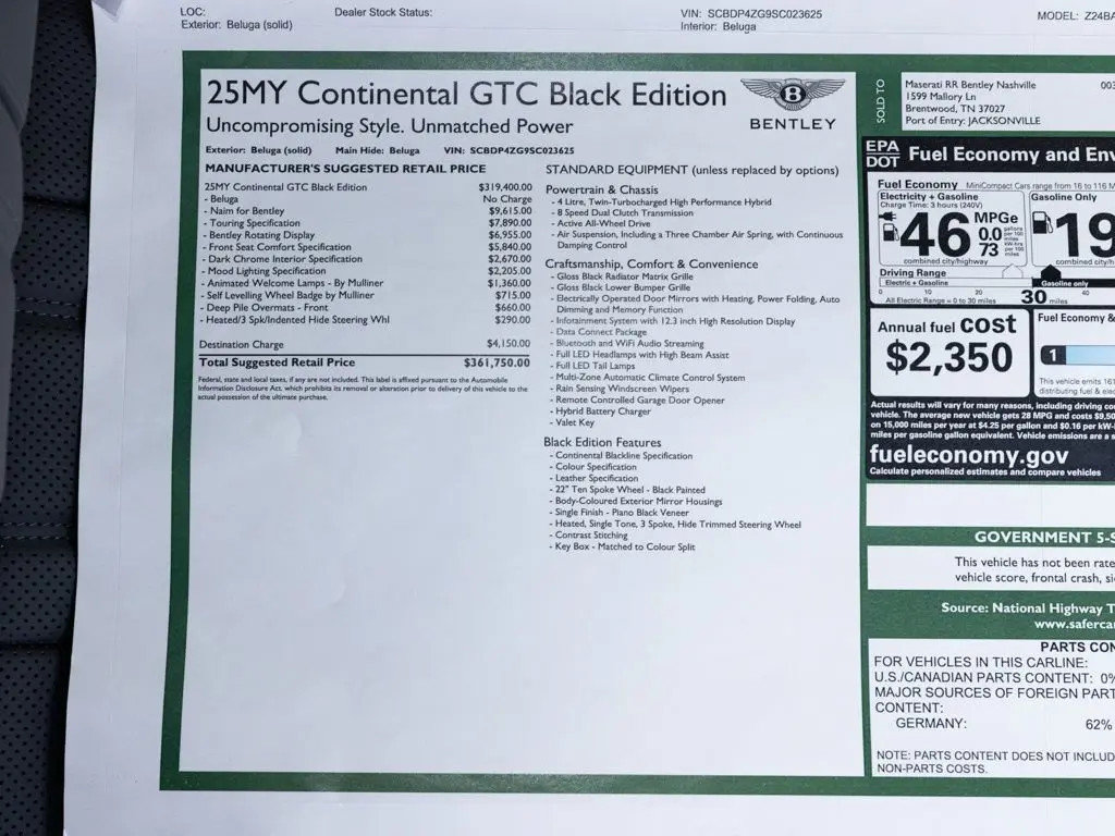 Certified 2025 Bentley Continental GTC AWD/4WD image 55