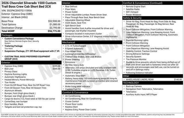 New 2026 Chevrolet Silverado 1500 Custom Trail Boss image 27