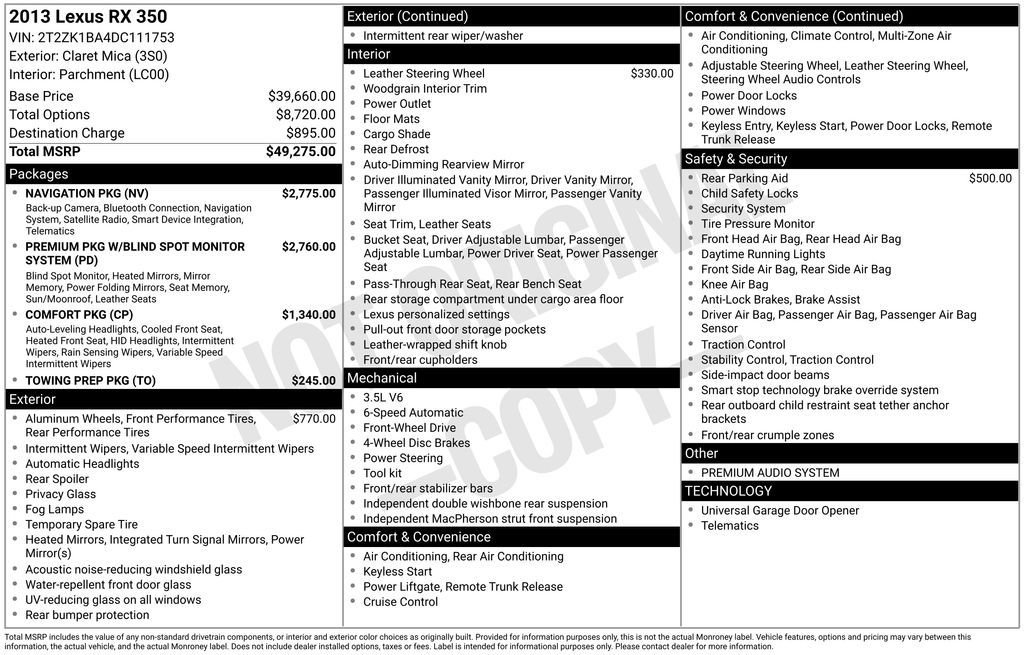 Used 2013 Lexus RX 350 FWD w/ Navigation Pkg image 16