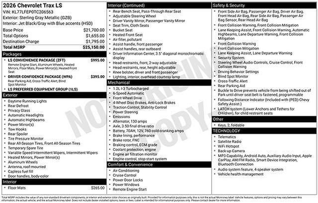 New 2026 Chevrolet Trax LS w/ LS Convenience Package FWD image 7