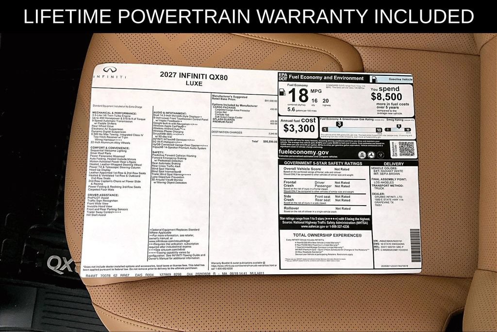 New 2027 INFINITI QX80 Luxe w/ Cargo Package RWD image 36