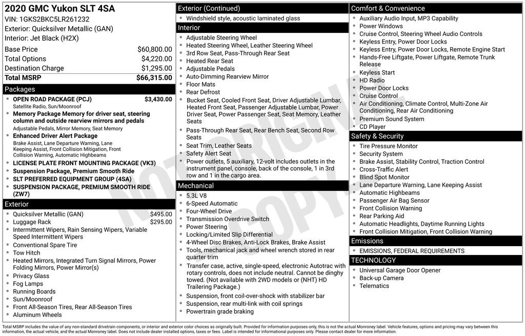 Used 2020 GMC Yukon SLT w/ Open Road Package image 37