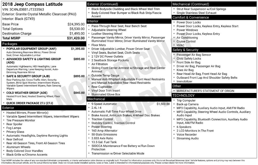 Used 2018 Jeep Compass Latitude w/ Popular Equipment Group AWD/4WD image 3