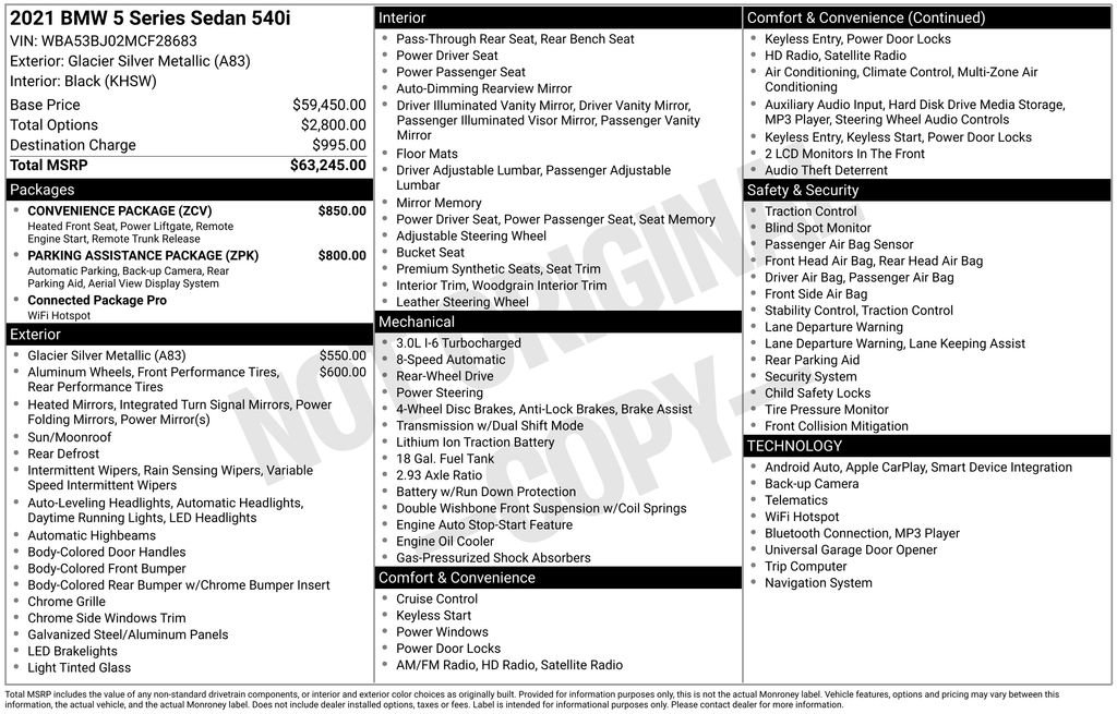 Used 2021 BMW 540i w/ Convenience Package image 26
