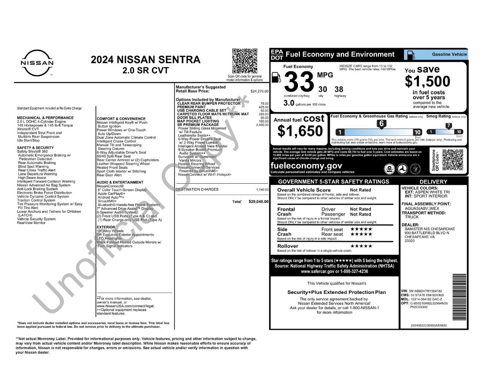 Used 2024 Nissan Sentra SR w/ SR Premium Package FWD image 11