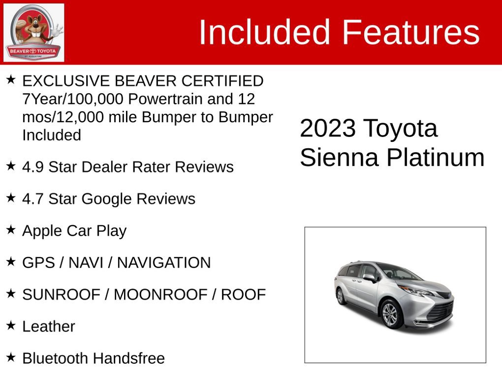 Used 2023 Toyota Sienna Platinum AWD/4WD image 4