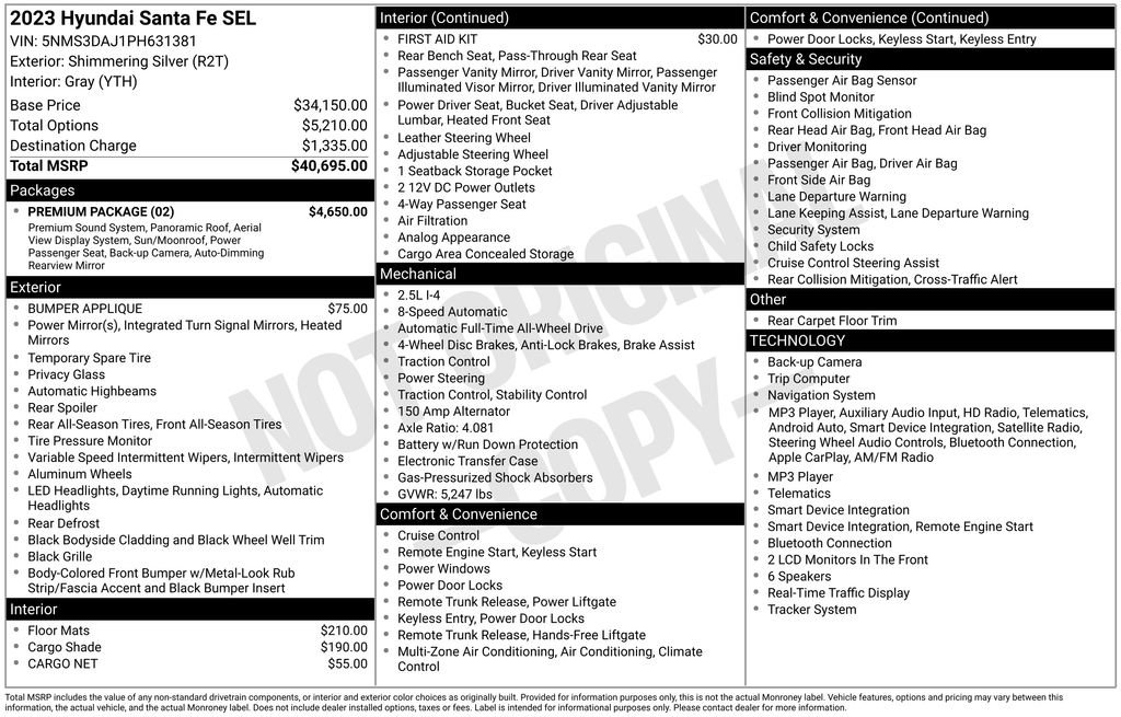 Used 2023 Hyundai Santa Fe SEL w/ Premium Package AWD/4WD image 17