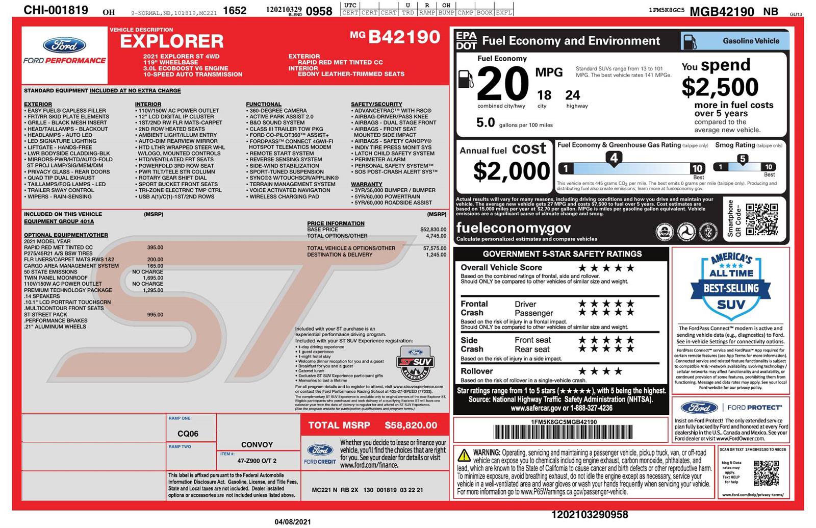 Used 2021 Ford Explorer ST w/ Equipment Group 401A image 4