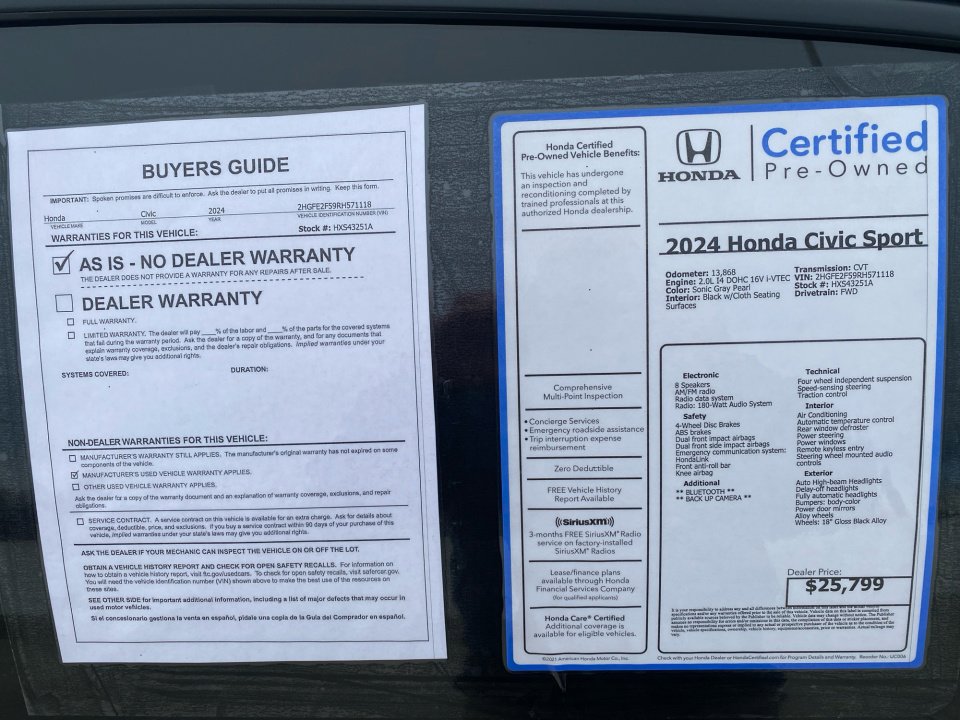 Certified 2024 Honda Civic Sport image 37