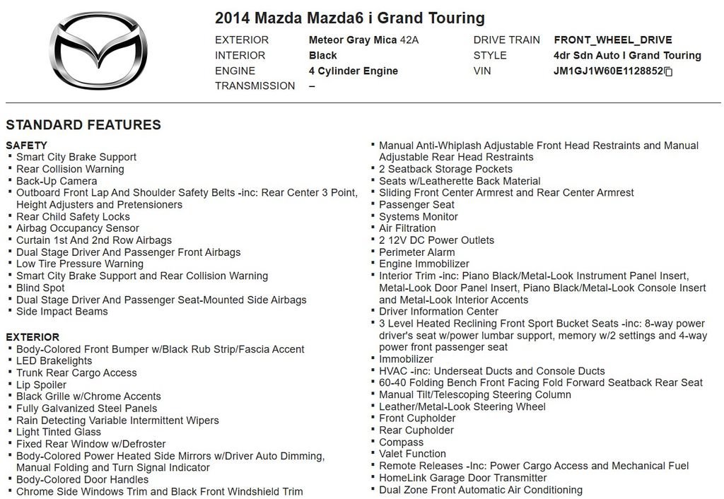 Used 2014 MAZDA MAZDA6 Grand Touring FWD image 17