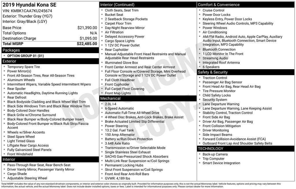 Used 2019 Hyundai Kona SE image 21