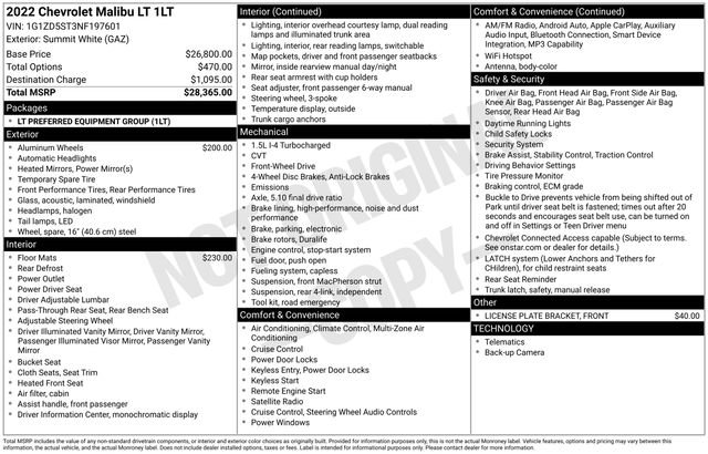 Certified 2022 Chevrolet Malibu LT FWD image 32
