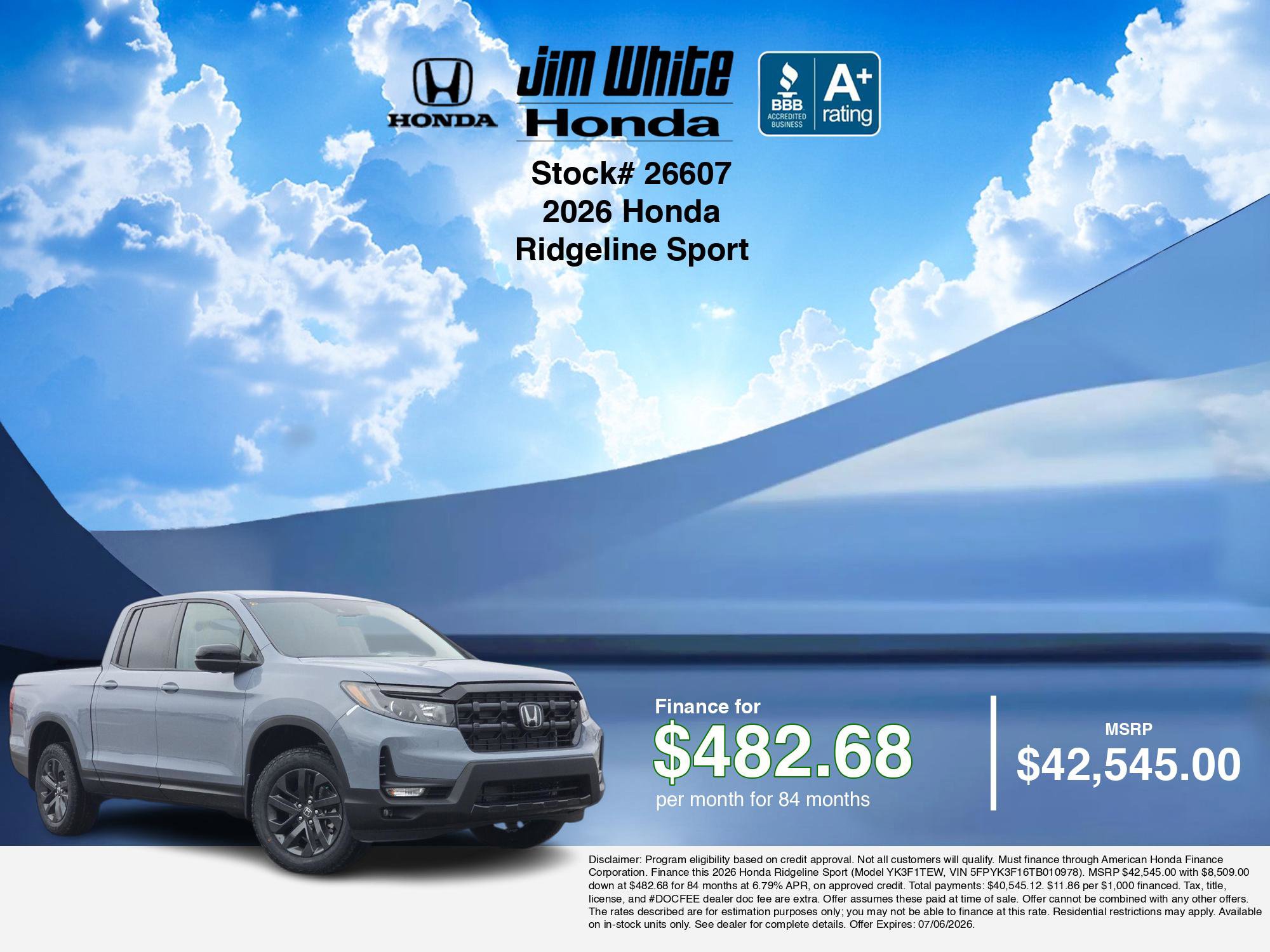 New 2026 Honda Ridgeline Sport image 7