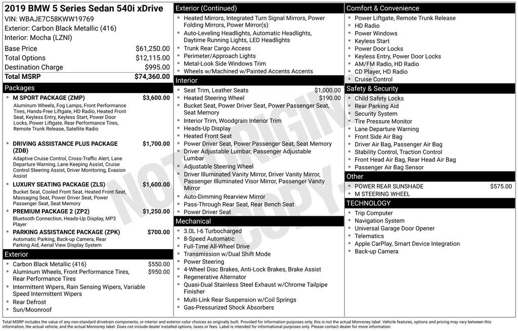 Used 2019 BMW 540i xDrive w/ M Sport Package image 15