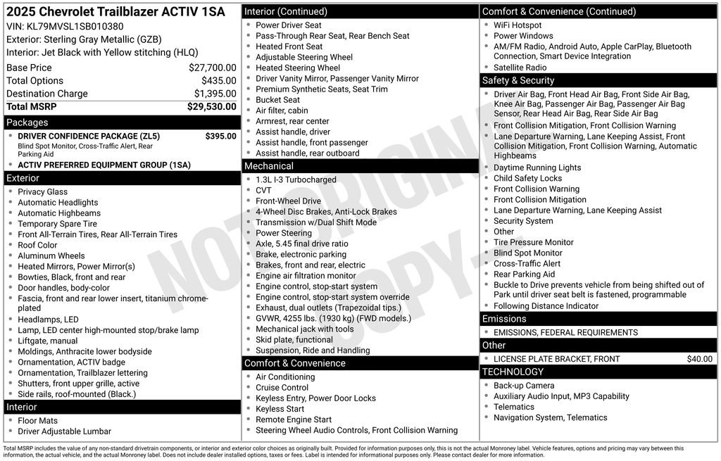 New 2025 Chevrolet TrailBlazer ACTIV w/ Driver Confidence Package image 18