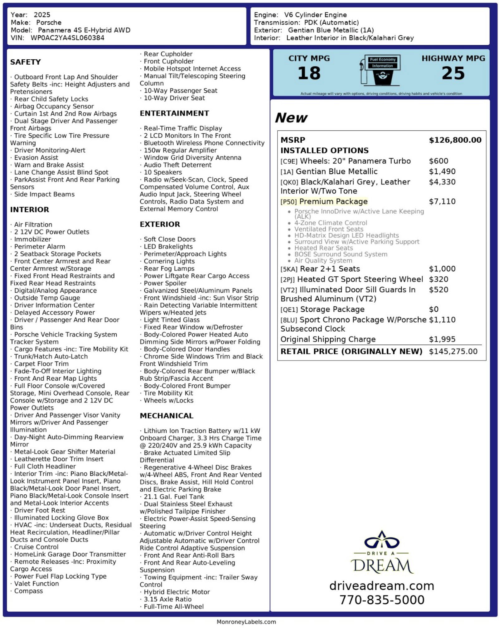 Used 2025 Porsche Panamera 4S w/ Premium Package image 63