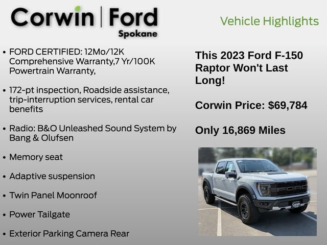 Certified 2023 Ford F150 Raptor AWD/4WD image 7