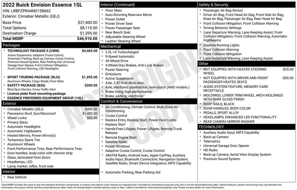 Certified 2022 Buick Envision Essence w/ Technology Package II AWD/4WD image 2