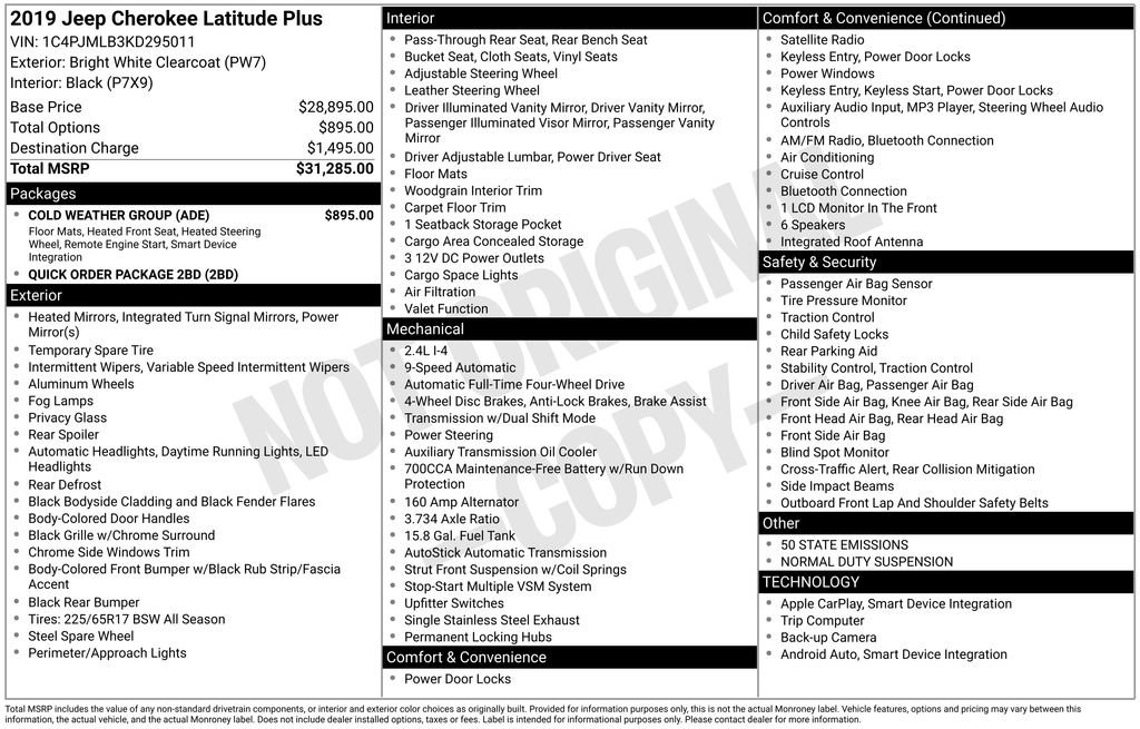 Used 2019 Jeep Cherokee Latitude Plus w/ Cold Weather Group image 14