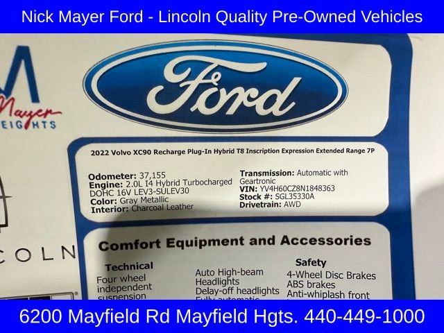 Used 2022 Volvo XC90 T8 Inscription Expression w/ Advanced Package image 36