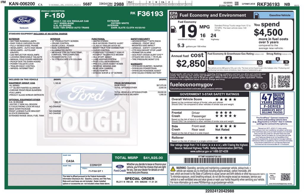 Used 2024 Ford F150 XL w/ Equipment Group 103A High RWD image 6