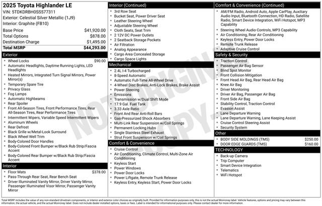 Used 2025 Toyota Highlander LE AWD/4WD image 29