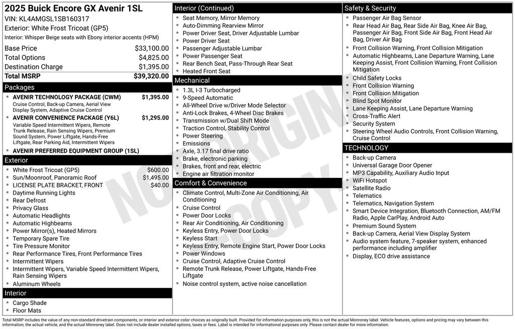 Certified 2025 Buick Encore GX Avenir w/ Avenir Technology Package AWD/4WD image 1