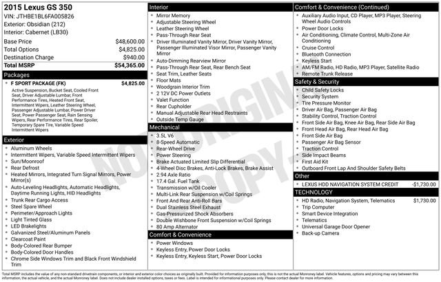 Used 2015 Lexus GS 350 w/ F Sport Package image 10