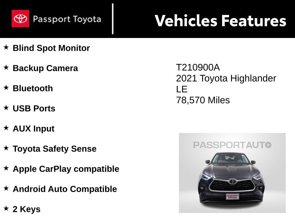 Used 2021 Toyota Highlander LE AWD/4WD image 10