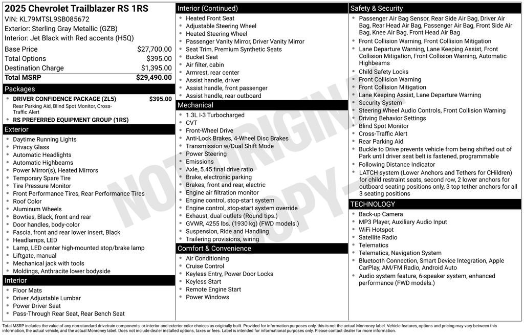 Used 2025 Chevrolet TrailBlazer RS w/ Driver Confidence Package FWD image 21