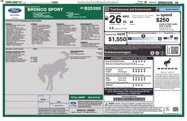 Certified 2021 Ford Bronco Sport Outer Banks AWD/4WD image 13