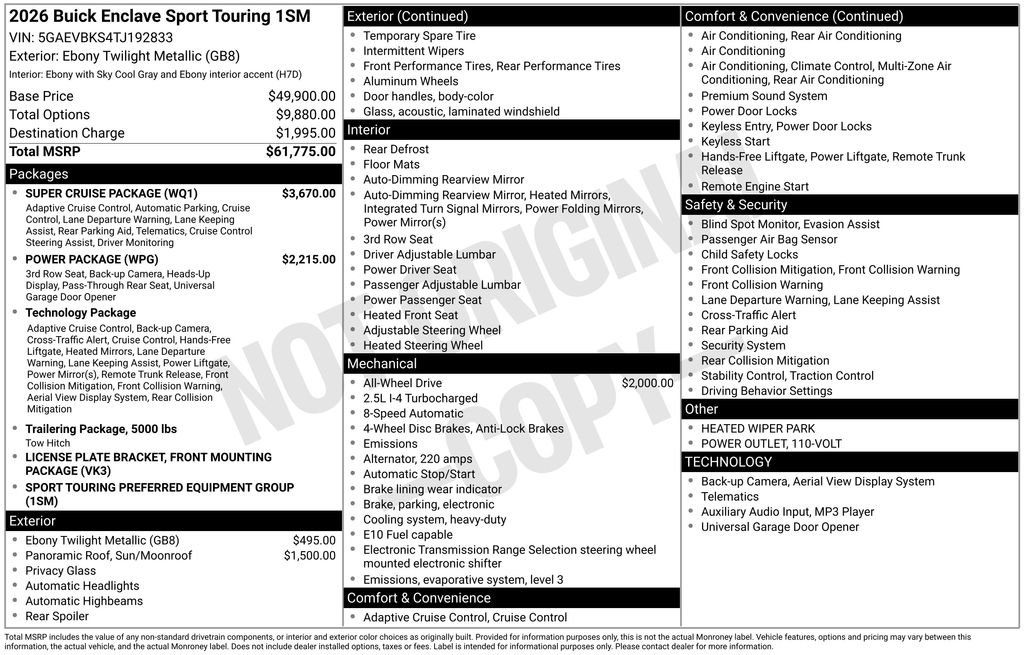 New 2026 Buick Enclave Sport Touring w/ Super Cruise Package image 6