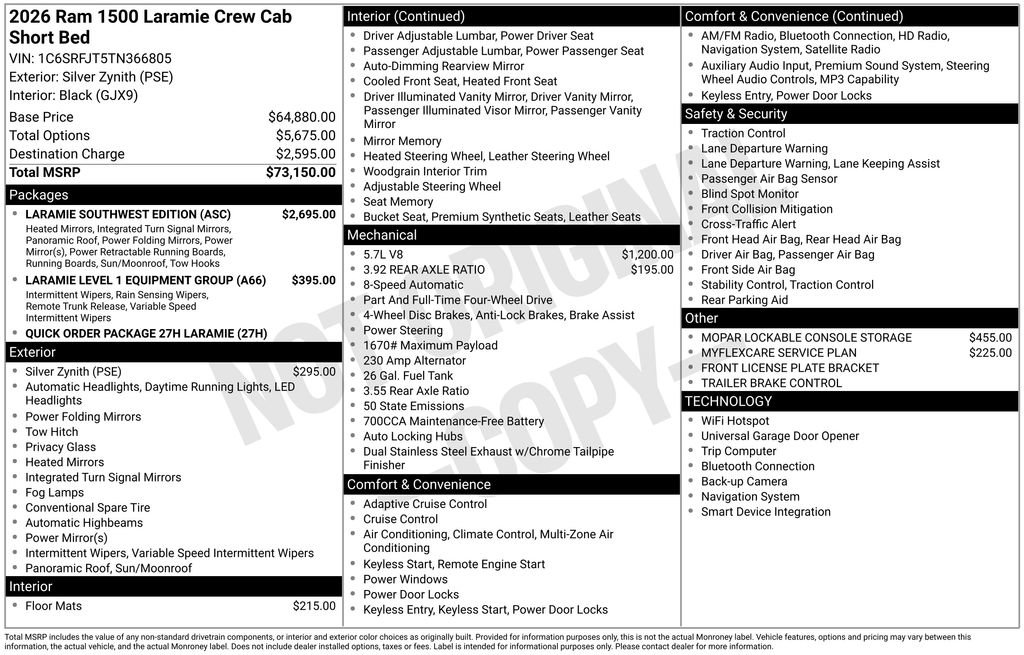 New 2026 RAM 1500 Laramie w/ Laramie Southwest Edition AWD/4WD image 42