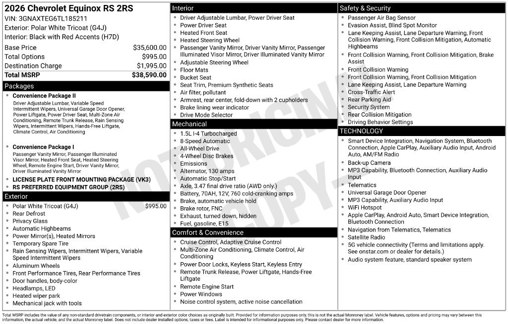 Used 2026 Chevrolet Equinox RS AWD/4WD image 41