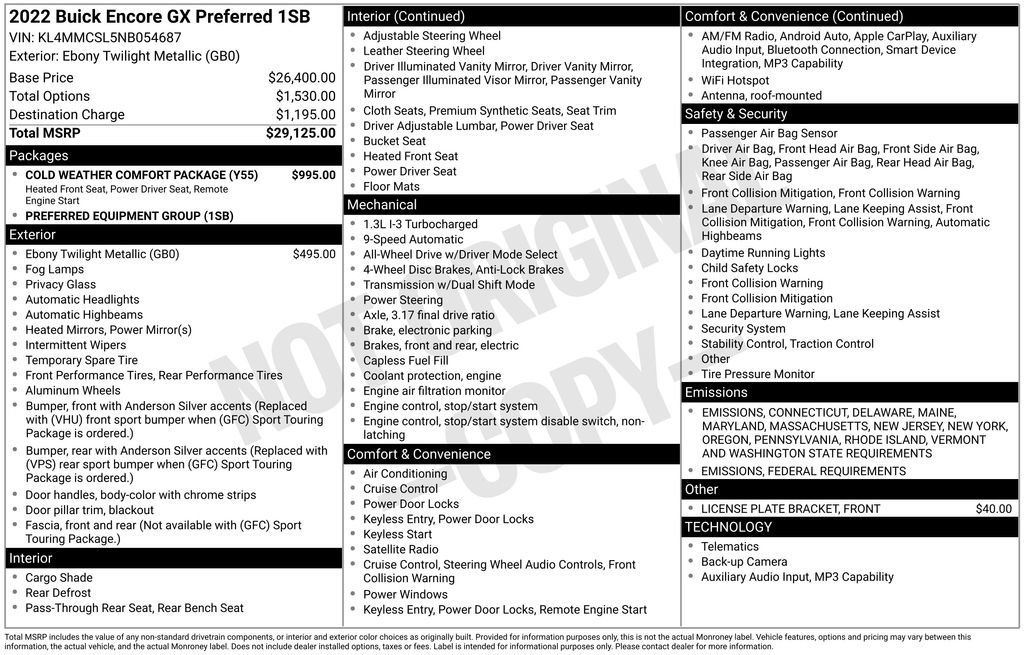 Used 2022 Buick Encore GX Preferred w/ Cold Weather Comfort Package image 9