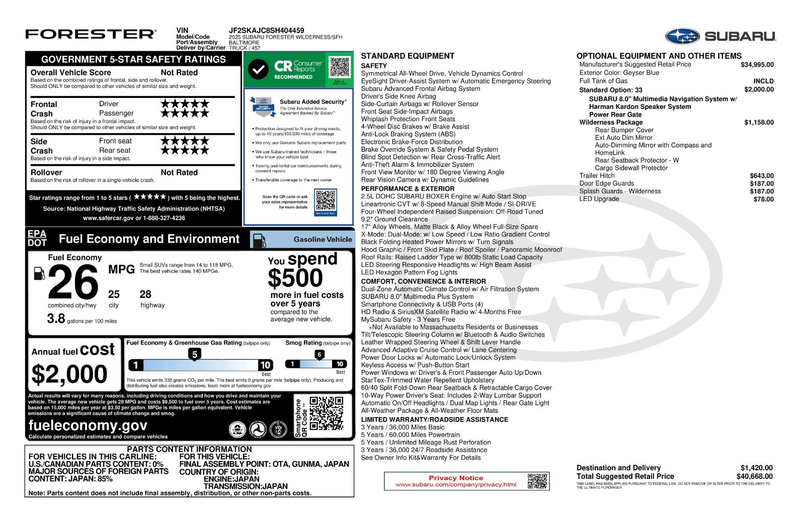 Certified 2025 Subaru Forester Wilderness image 11