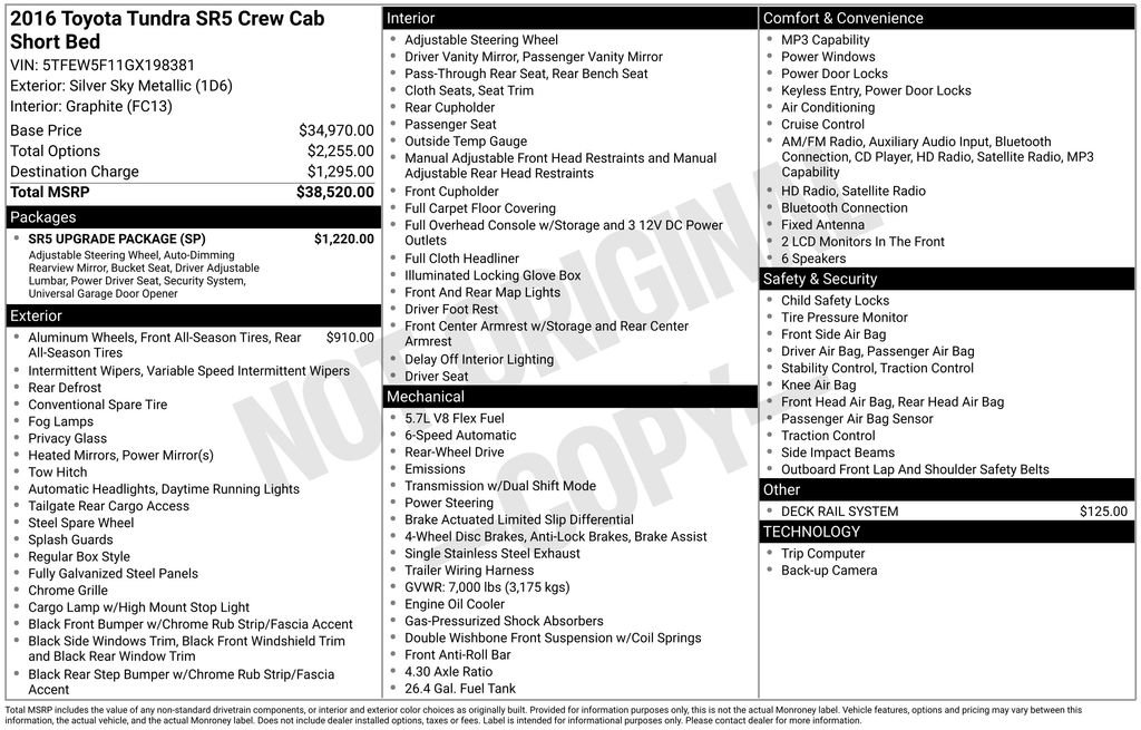 Used 2016 Toyota Tundra SR5 w/ SR5 Upgrade Package RWD image 30