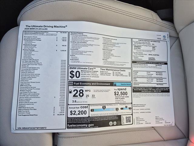 New 2026 BMW Z4 sDrive30i w/ Premium Package RWD image 17