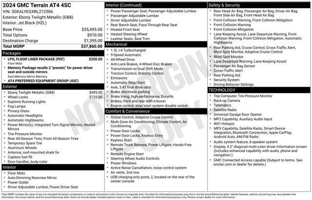 Certified 2024 GMC Terrain AT4 w/ LPO, Floor Liner Package AWD/4WD image 24