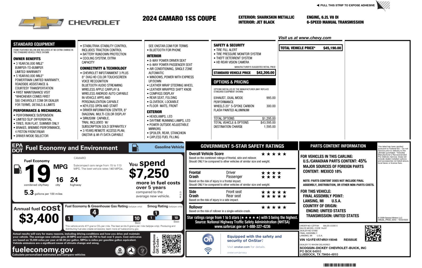 Used 2024 Chevrolet Camaro SS RWD image 44