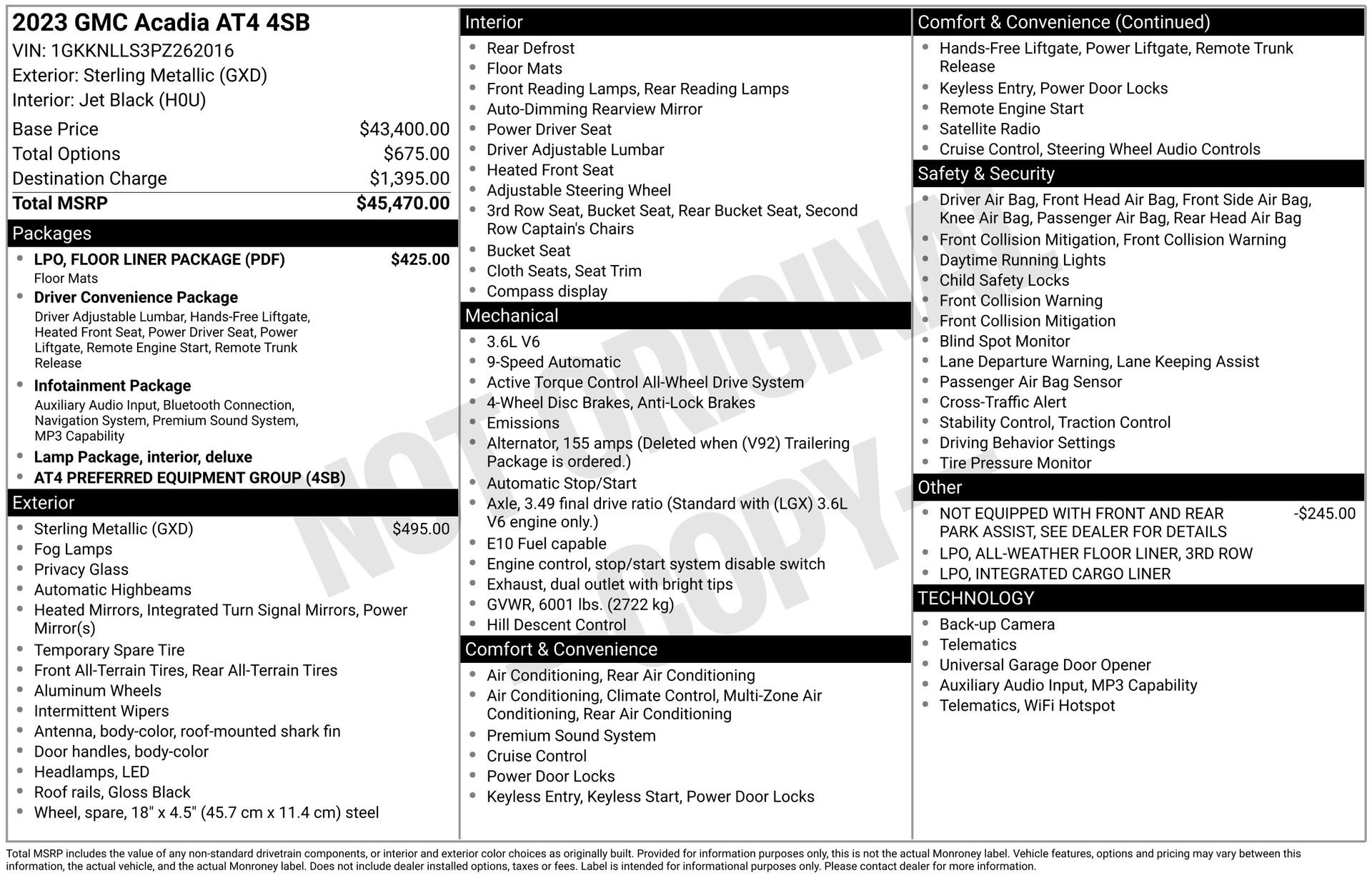 Used 2023 GMC Acadia AT4 w/ LPO, Floor Liner Package image 39