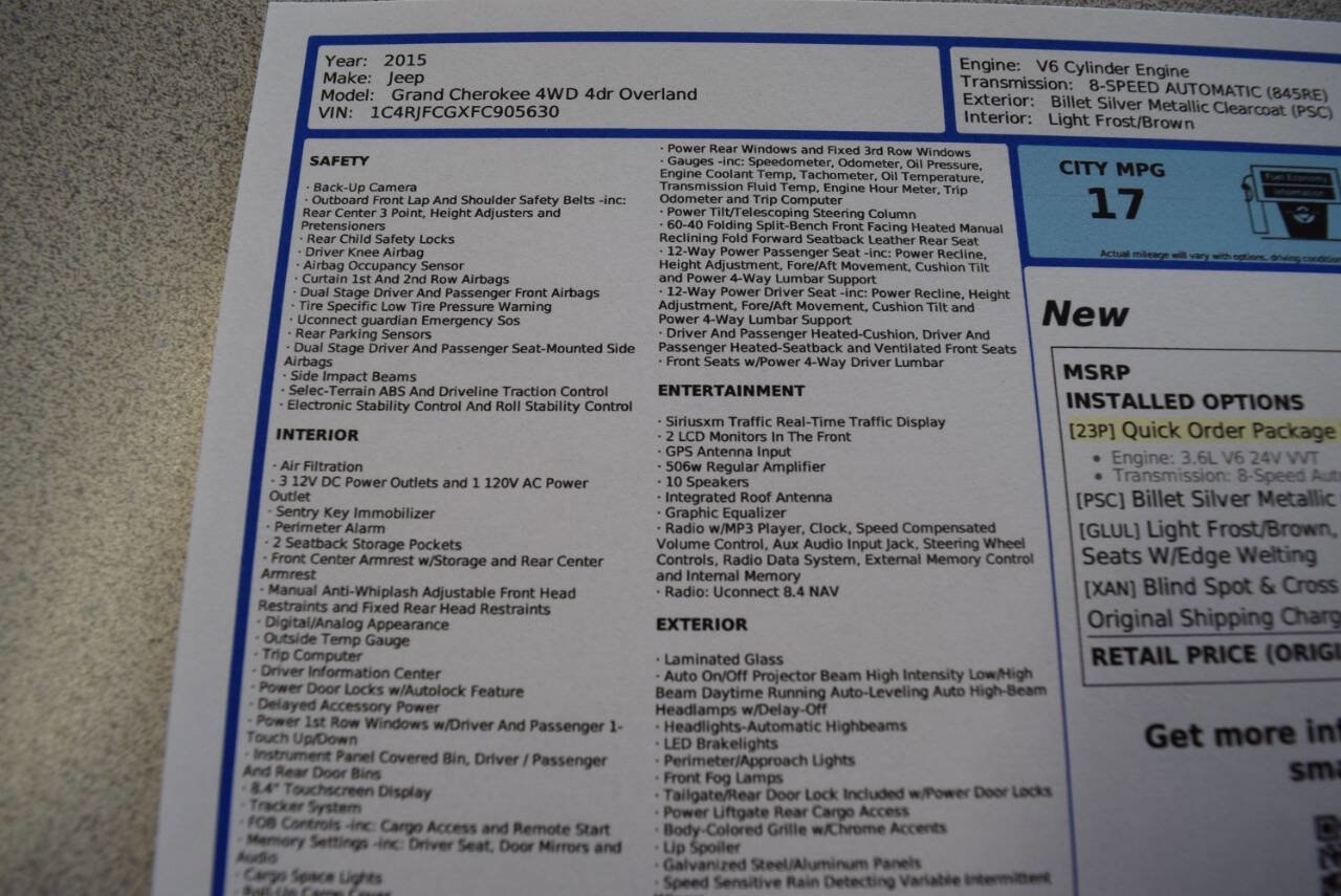 Used 2015 Jeep Grand Cherokee Overland image 78