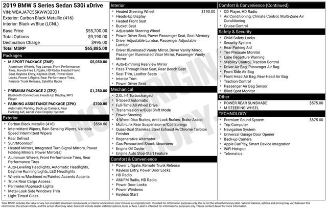 Used 2019 BMW 530i xDrive w/ M Sport Package image 40