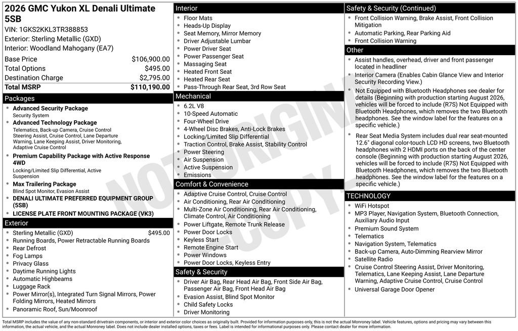 New 2026 GMC Yukon XL Denali Ultimate AWD/4WD image 23