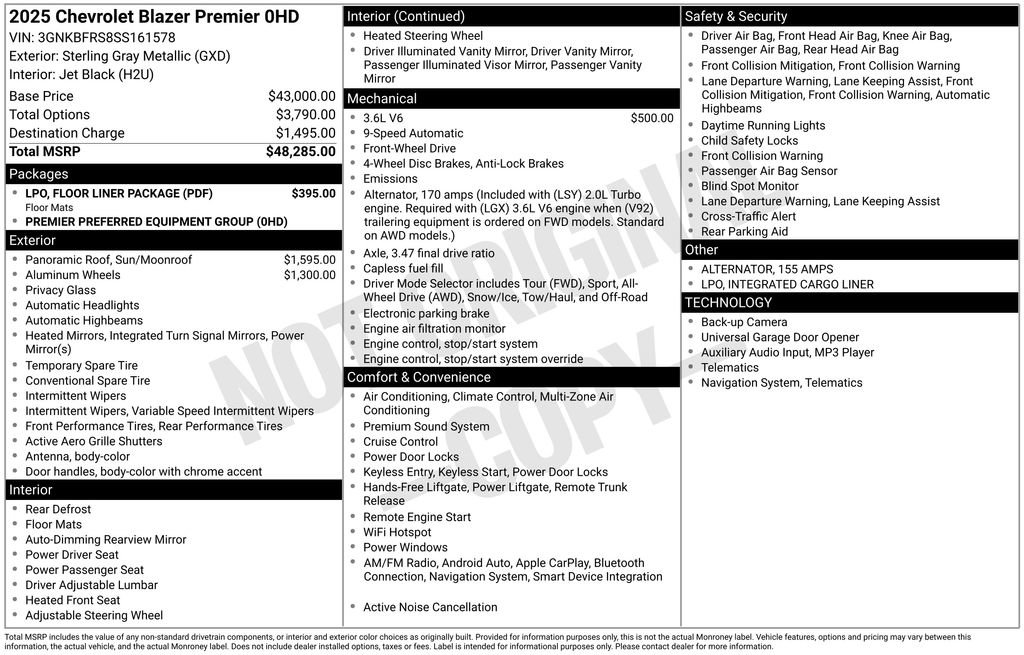 Certified 2025 Chevrolet Blazer Premier w/ LPO, Floor Liner Package image 45